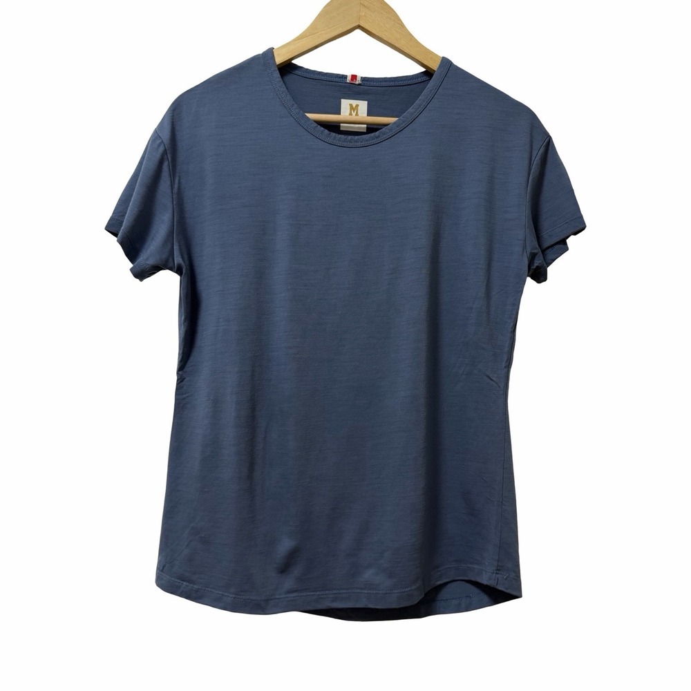 Tracksmith Womens Harrier Merino Wool Short Sleeve Running T Shirt Size M Blue